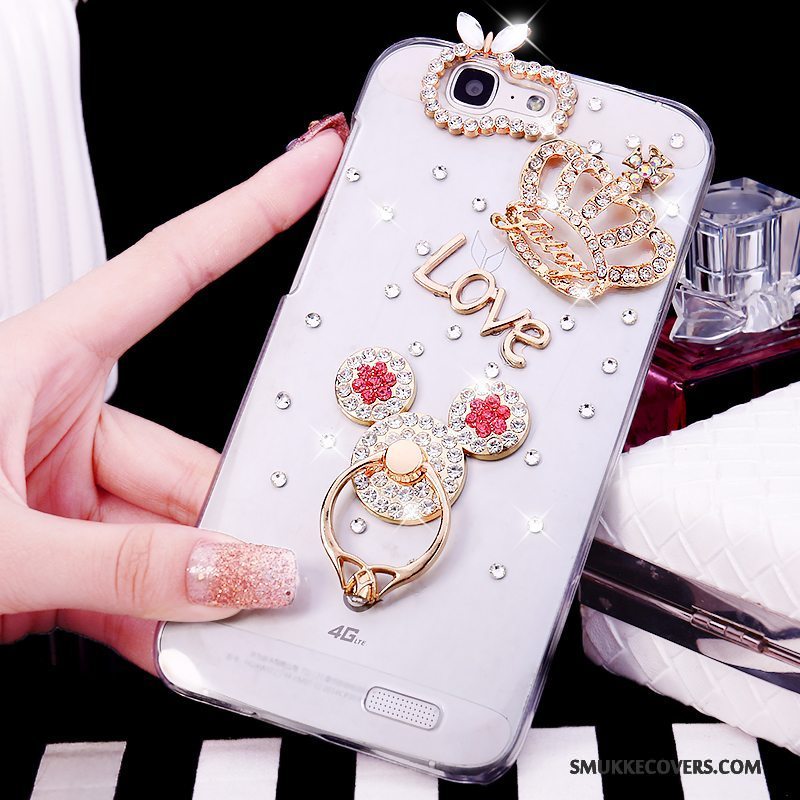 Etui Huawei Ascend G7 Strass Trend Telefon, Cover Huawei Ascend G7 Hvid Ring