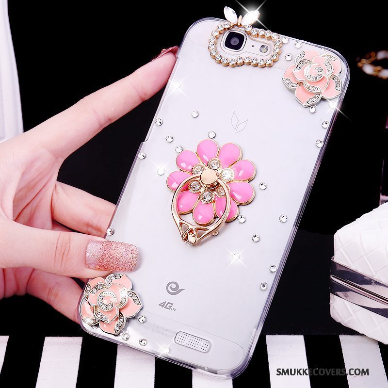 Etui Huawei Ascend G7 Strass Trend Telefon, Cover Huawei Ascend G7 Hvid Ring