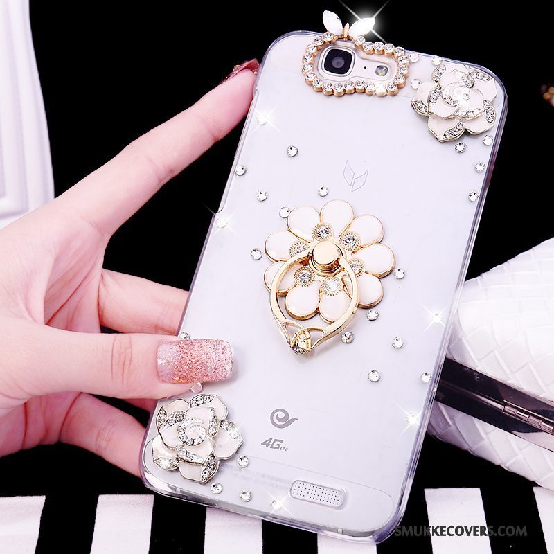 Etui Huawei Ascend G7 Strass Trend Telefon, Cover Huawei Ascend G7 Hvid Ring