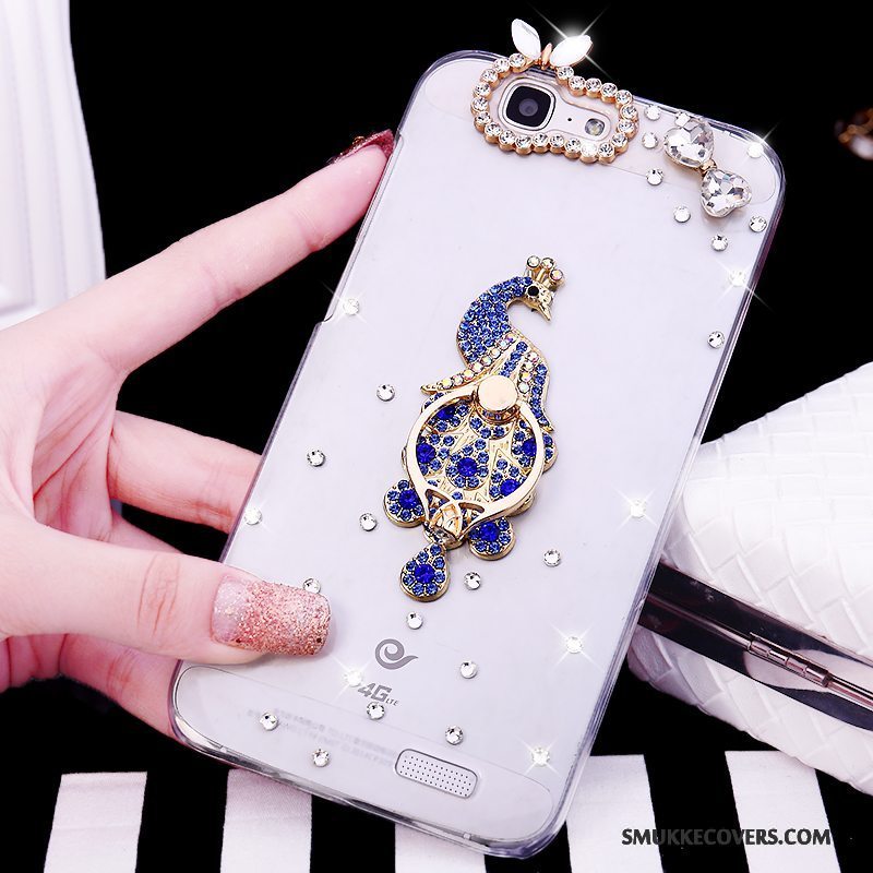 Etui Huawei Ascend G7 Strass Trend Telefon, Cover Huawei Ascend G7 Hvid Ring