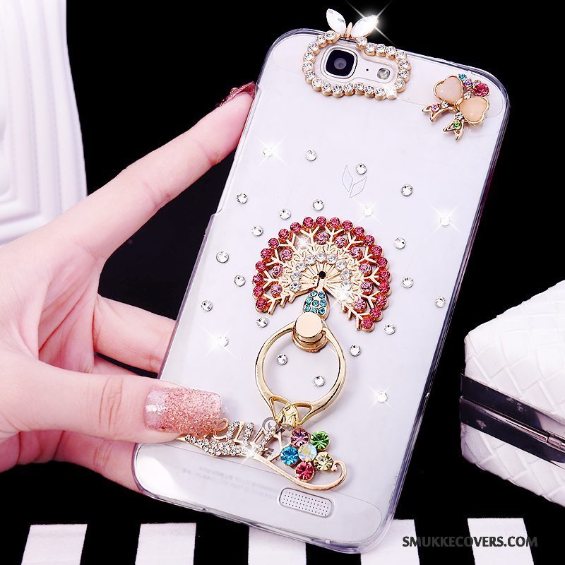 Etui Huawei Ascend G7 Strass Trend Telefon, Cover Huawei Ascend G7 Hvid Ring