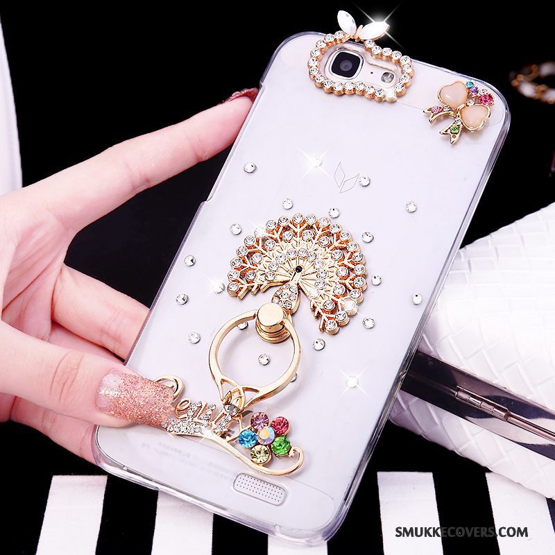 Etui Huawei Ascend G7 Strass Trend Telefon, Cover Huawei Ascend G7 Hvid Ring