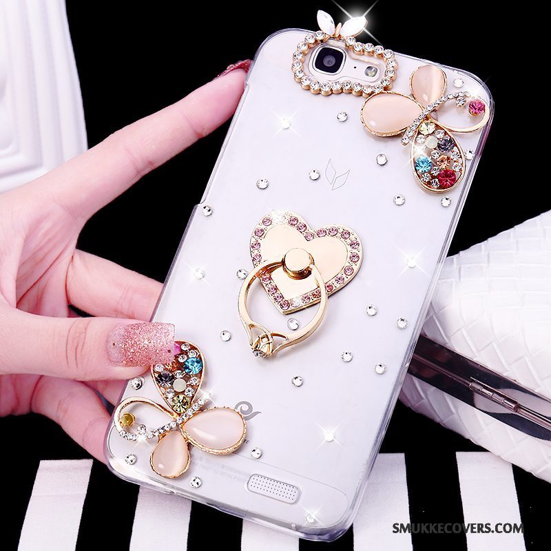 Etui Huawei Ascend G7 Strass Trend Telefon, Cover Huawei Ascend G7 Hvid Ring