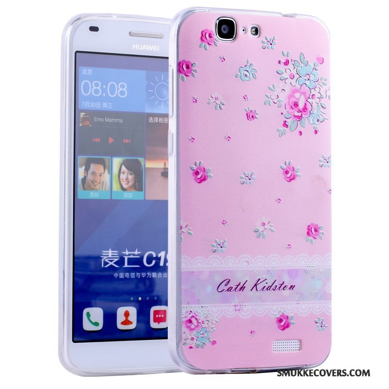 Etui Huawei Ascend G7 Tasker Lyserød Telefon, Cover Huawei Ascend G7 Blød Anti-fald