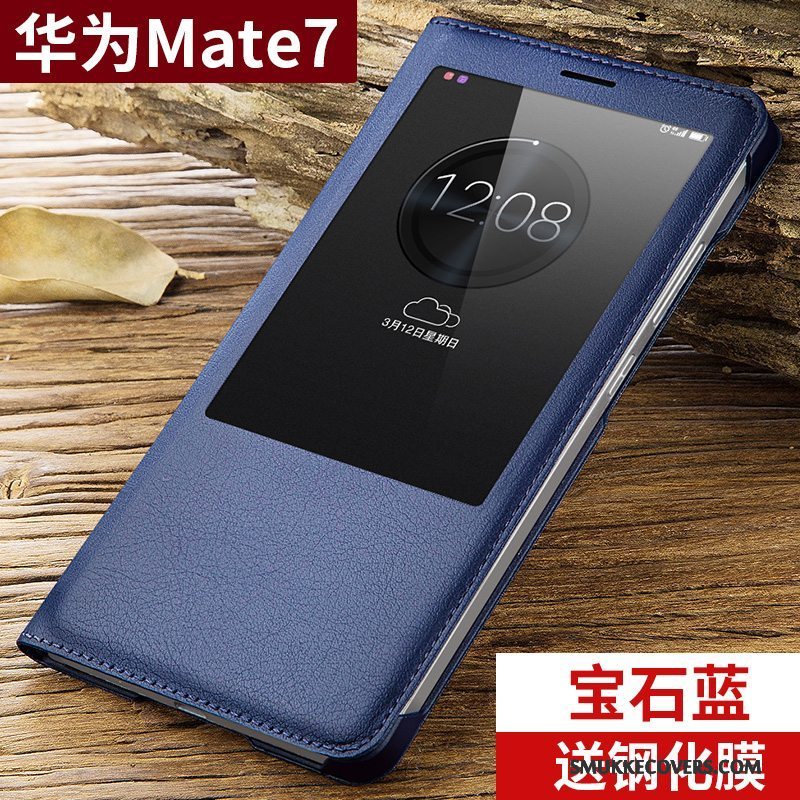 Etui Huawei Ascend Mate 7 Folio Ny Telefon, Cover Huawei Ascend Mate 7 Læder Lyserød Anti-fald