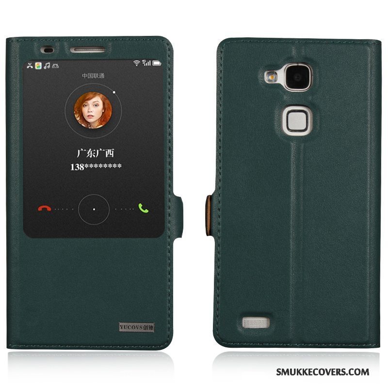 Etui Huawei Ascend Mate 7 Læder Gul Telefon, Cover Huawei Ascend Mate 7 Beskyttelse