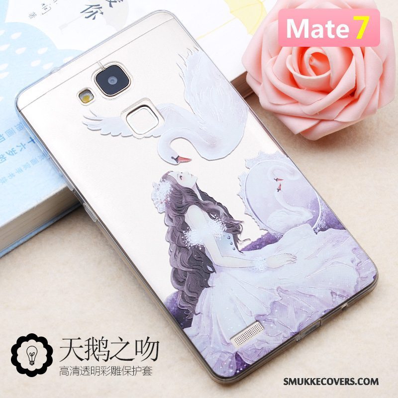 Etui Huawei Ascend Mate 7 Malet Ny Tynd, Cover Huawei Ascend Mate 7 Silikone Hvid Telefon