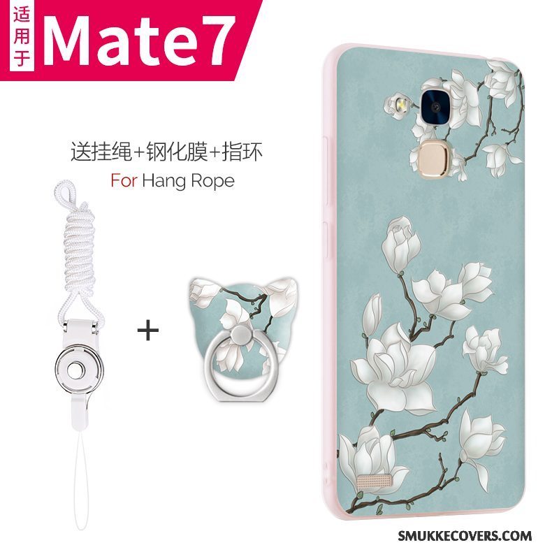 Etui Huawei Ascend Mate 7 Silikone Telefonlyseblå, Cover Huawei Ascend Mate 7 Tasker Anti-fald Tynd