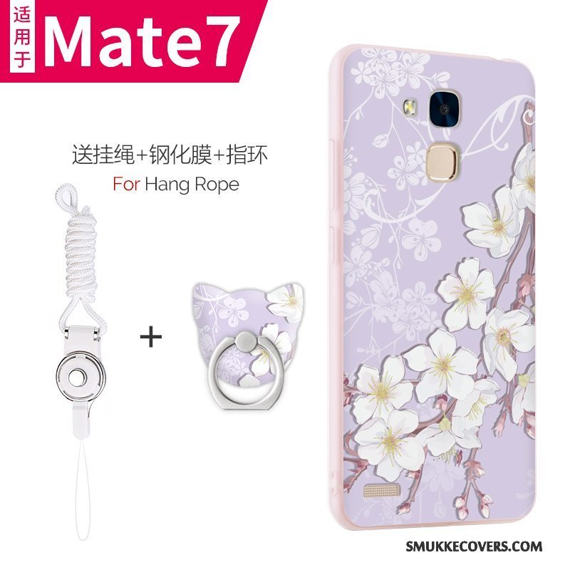 Etui Huawei Ascend Mate 7 Silikone Telefonlyseblå, Cover Huawei Ascend Mate 7 Tasker Anti-fald Tynd