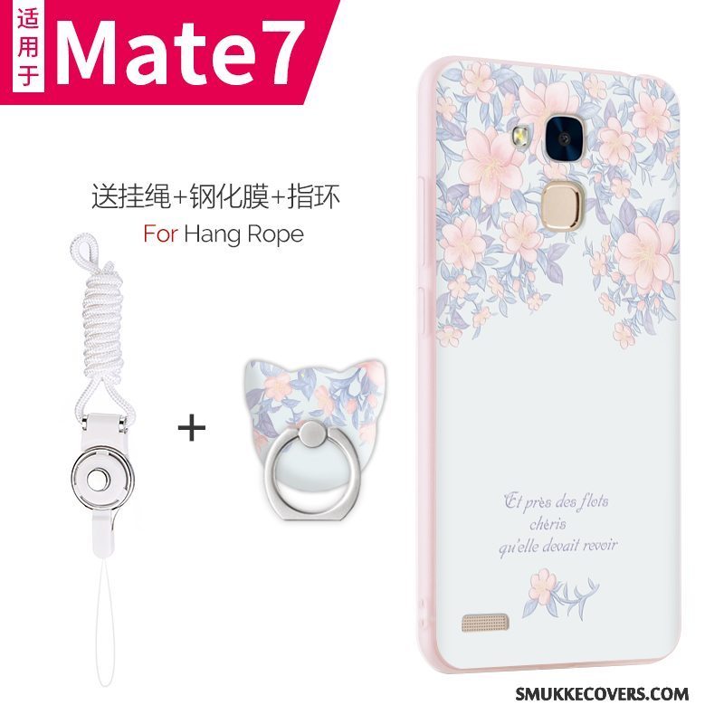 Etui Huawei Ascend Mate 7 Silikone Telefonlyseblå, Cover Huawei Ascend Mate 7 Tasker Anti-fald Tynd