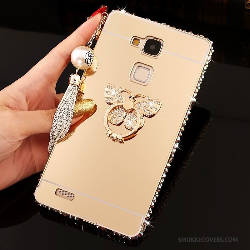 Etui Huawei Ascend Mate 7 Strass Telefonlyserød, Cover Huawei Ascend Mate 7 Beskyttelse Hård Spejl