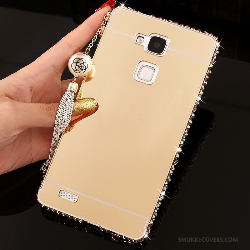 Etui Huawei Ascend Mate 7 Strass Telefonlyserød, Cover Huawei Ascend Mate 7 Beskyttelse Hård Spejl