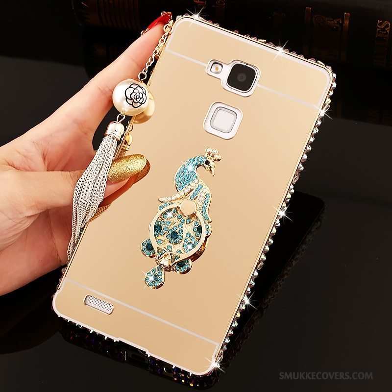 Etui Huawei Ascend Mate 7 Strass Telefonlyserød, Cover Huawei Ascend Mate 7 Beskyttelse Hård Spejl