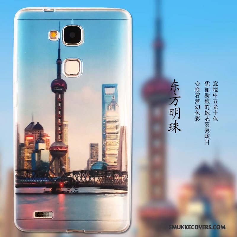 Etui Huawei G7 Plus Beskyttelse Blå Anti-fald, Cover Huawei G7 Plus Blød Telefon