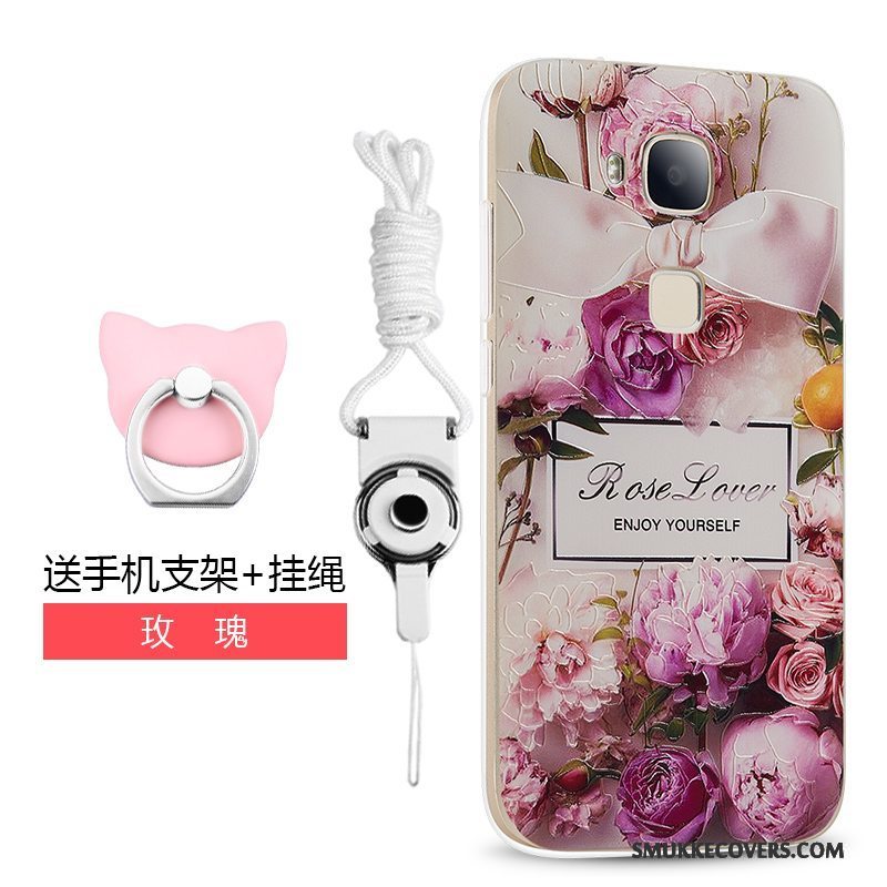 Etui Huawei G7 Plus Beskyttelse Lyserød Hængende Ornamenter, Cover Huawei G7 Plus Silikone Trend Telefon