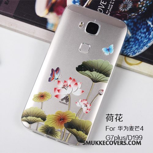 Etui Huawei G7 Plus Blød Blå Gennemsigtig, Cover Huawei G7 Plus Relief Telefon