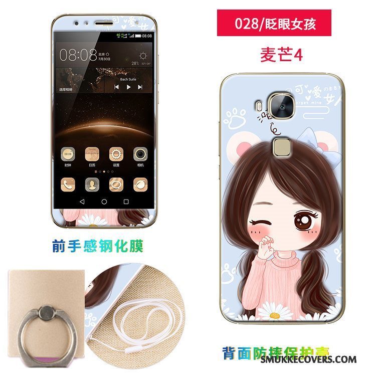Etui Huawei G7 Plus Blød Skærmbeskyttelse Hærdning, Cover Huawei G7 Plus Silikone Lyserød Telefon
