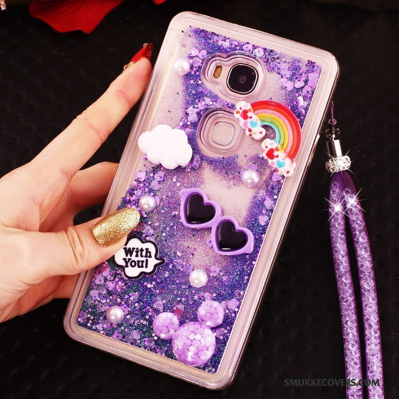 Etui Huawei G7 Plus Cartoon Lilla Smuk, Cover Huawei G7 Plus Silikone Telefonflydende