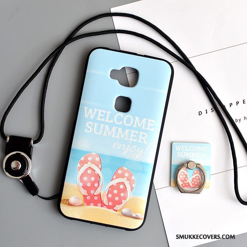 Etui Huawei G7 Plus Cartoon Lyserød Telefon, Cover Huawei G7 Plus Blød Smuk Hængende Ornamenter