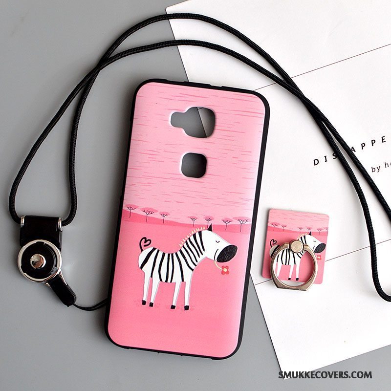 Etui Huawei G7 Plus Cartoon Lyserød Telefon, Cover Huawei G7 Plus Blød Smuk Hængende Ornamenter