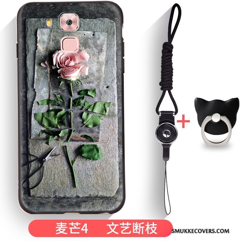 Etui Huawei G7 Plus Kreativ Kunst Sort, Cover Huawei G7 Plus Relief Trend Telefon