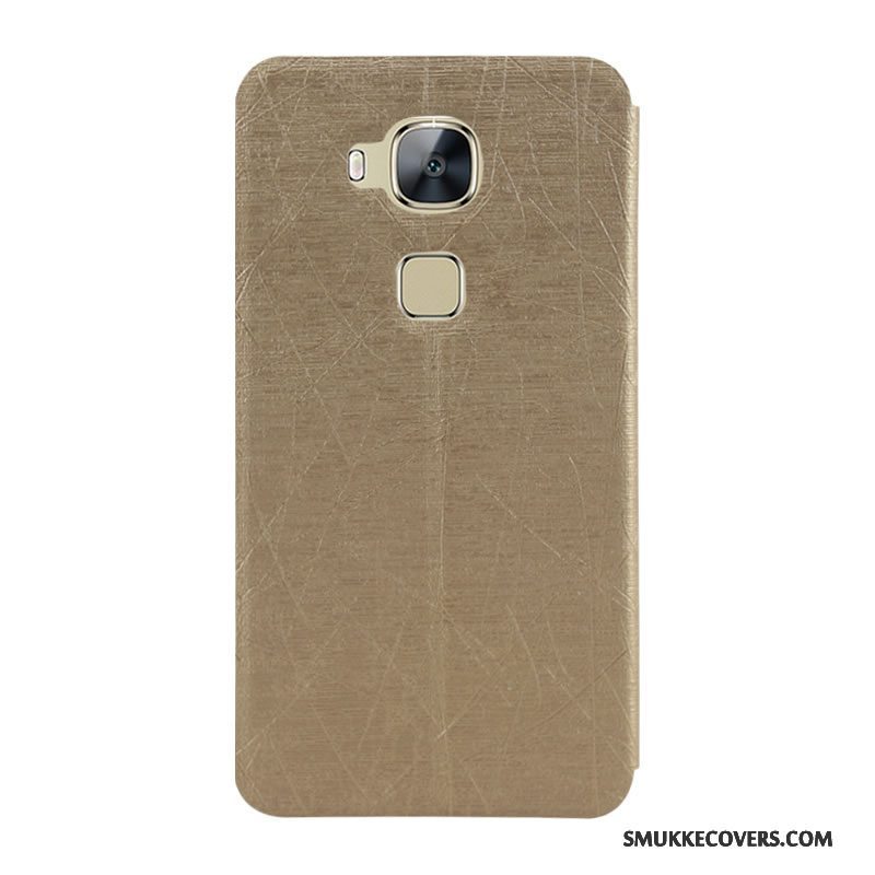 Etui Huawei G7 Plus Læder Guld Farve, Cover Huawei G7 Plus Folio Anti-fald Telefon