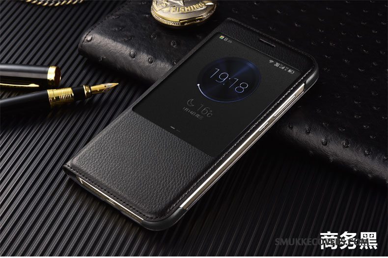 Etui Huawei G7 Plus Læder Guld Telefon, Cover Huawei G7 Plus Beskyttelse
