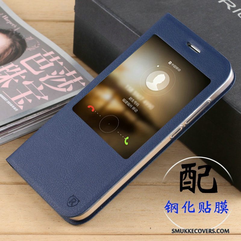 Etui Huawei G7 Plus Læder Mørkeblå Telefon, Cover Huawei G7 Plus Folio