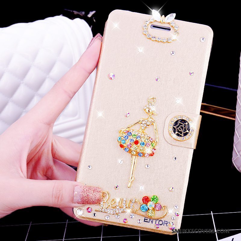 Etui Huawei G7 Plus Læder Telefonlyserød, Cover Huawei G7 Plus Strass