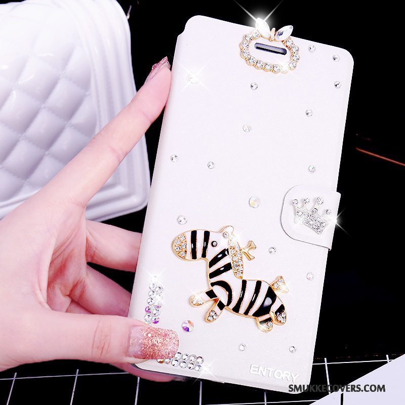 Etui Huawei G7 Plus Læder Telefonlyserød, Cover Huawei G7 Plus Strass