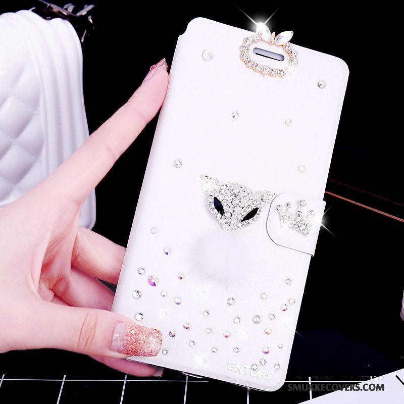 Etui Huawei G7 Plus Læder Telefonlyserød, Cover Huawei G7 Plus Strass