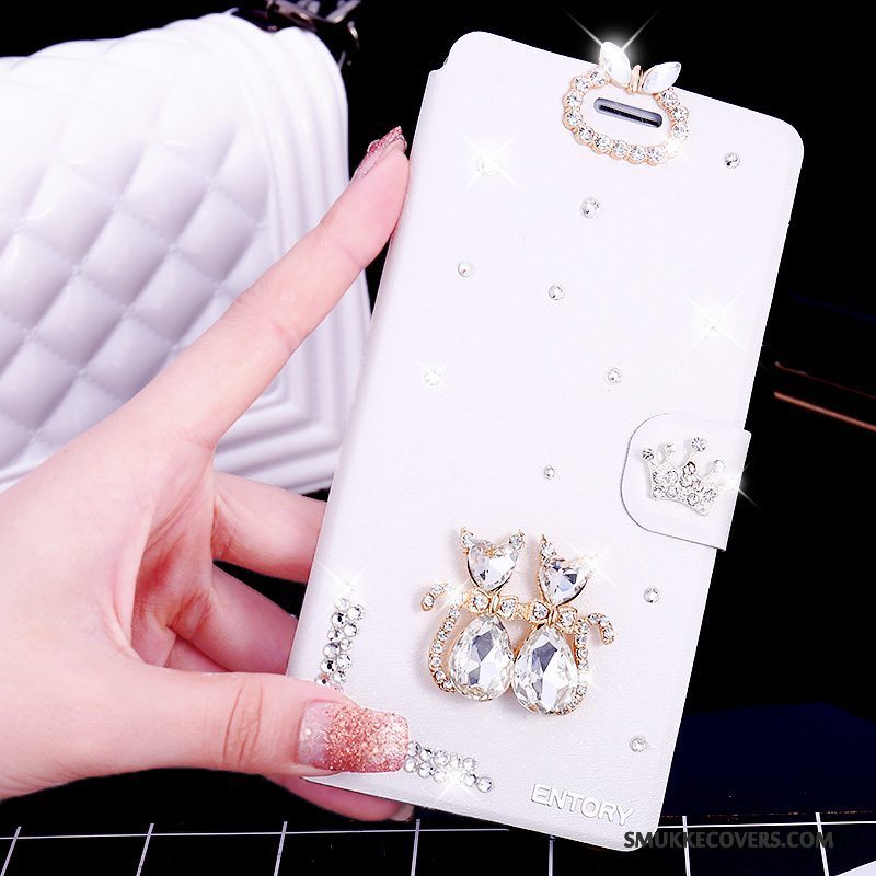 Etui Huawei G7 Plus Læder Telefonlyserød, Cover Huawei G7 Plus Strass