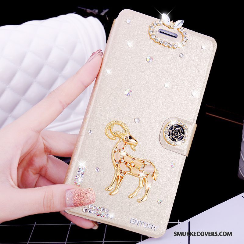 Etui Huawei G7 Plus Læder Telefonlyserød, Cover Huawei G7 Plus Strass