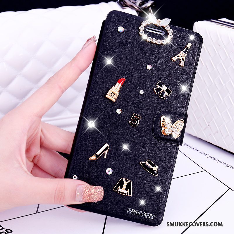 Etui Huawei G7 Plus Læder Telefonlyserød, Cover Huawei G7 Plus Strass