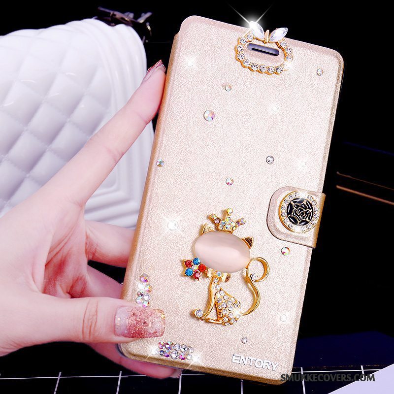 Etui Huawei G7 Plus Læder Telefonlyserød, Cover Huawei G7 Plus Strass