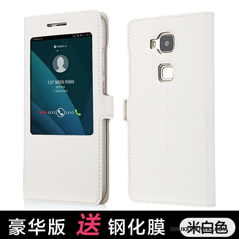 Etui Huawei G7 Plus Læder Telefonmesh, Cover Huawei G7 Plus Beskyttelse Guld