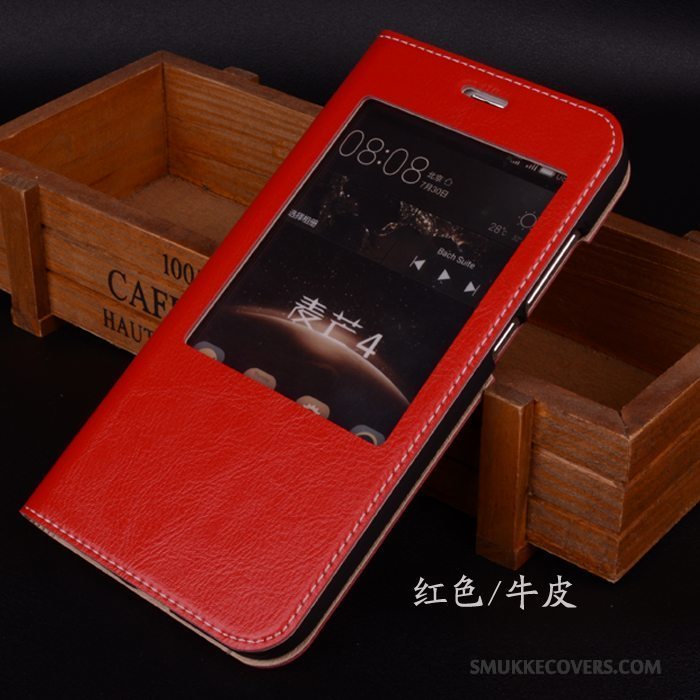Etui Huawei G7 Plus Læder Vækstdvale Orange, Cover Huawei G7 Plus Folio Telefon