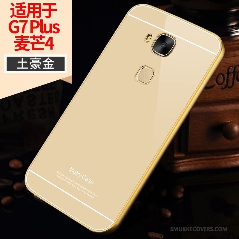 Etui Huawei G7 Plus Metal Telefonramme, Cover Huawei G7 Plus Guld Bagdæksel