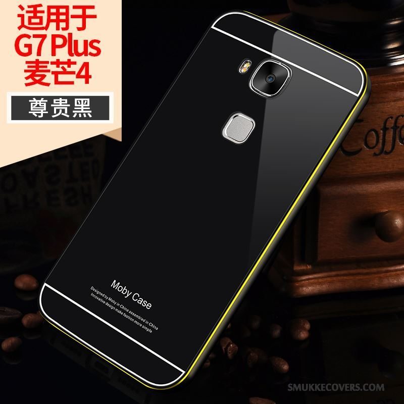 Etui Huawei G7 Plus Metal Telefonramme, Cover Huawei G7 Plus Guld Bagdæksel