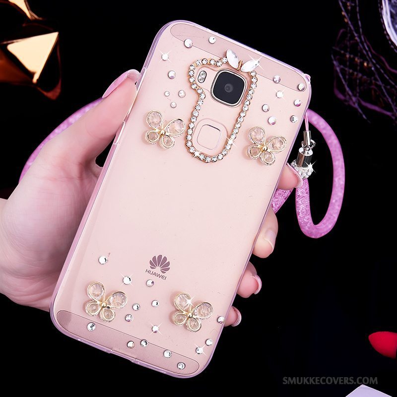 Etui Huawei G7 Plus Silikone Gennemsigtig Anti-fald, Cover Huawei G7 Plus Tasker Lyserød Telefon