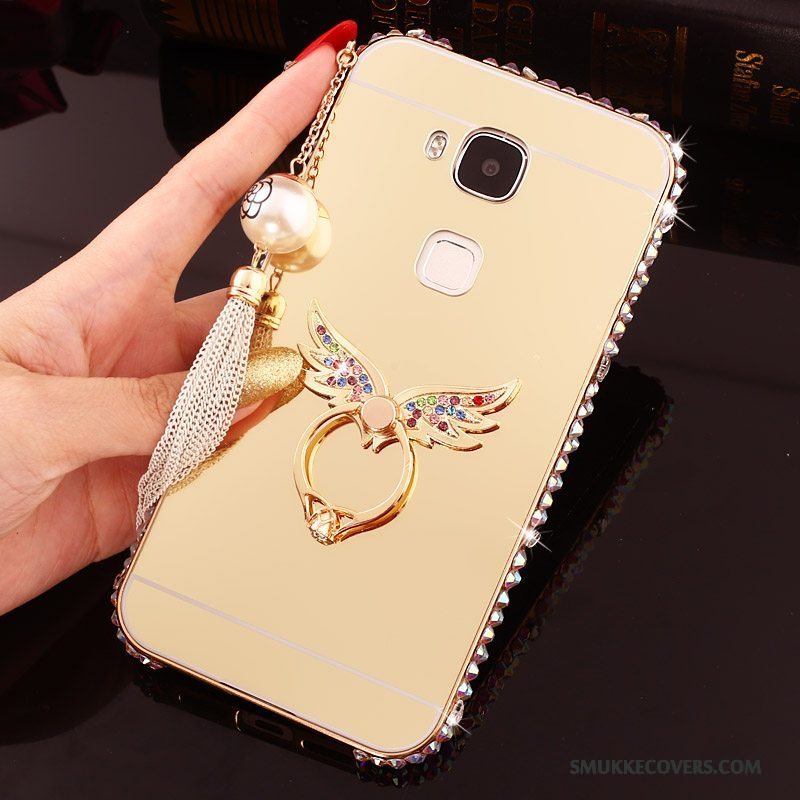 Etui Huawei G7 Plus Strass Ramme Hård, Cover Huawei G7 Plus Metal Sølv Telefon