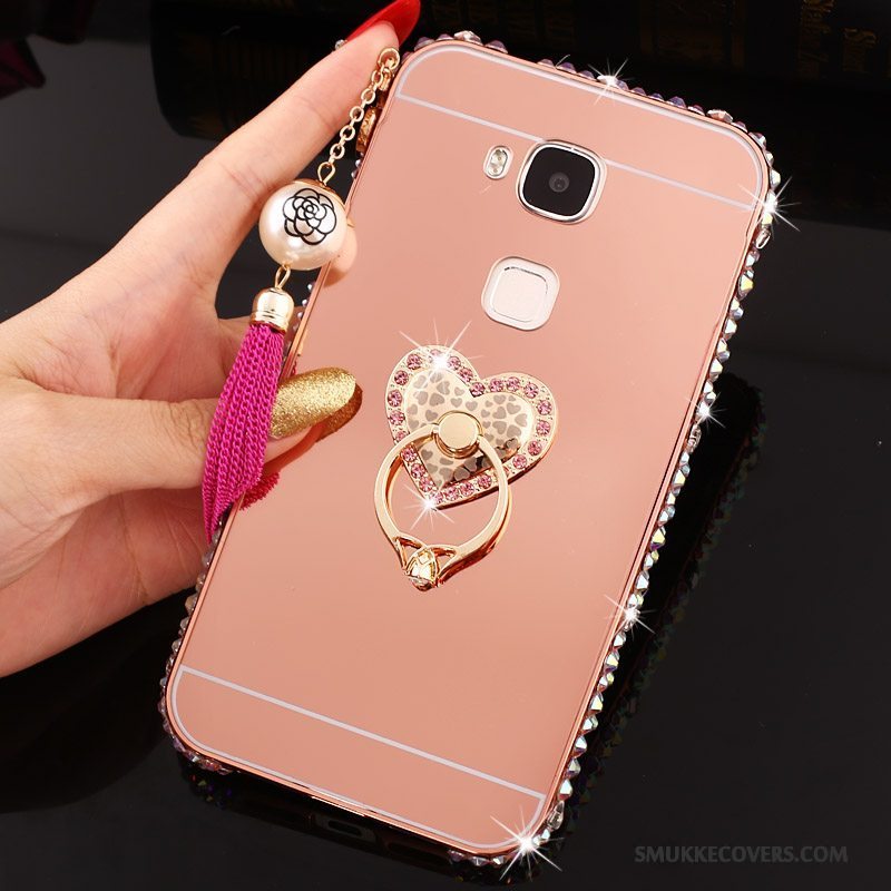 Etui Huawei G7 Plus Strass Ramme Hård, Cover Huawei G7 Plus Metal Sølv Telefon