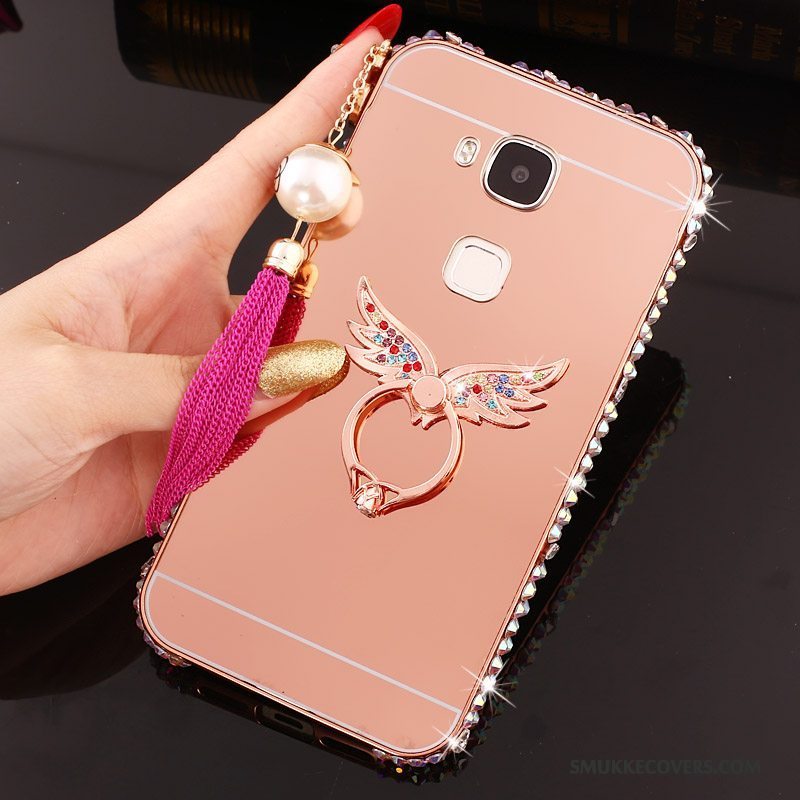 Etui Huawei G7 Plus Strass Ramme Hård, Cover Huawei G7 Plus Metal Sølv Telefon