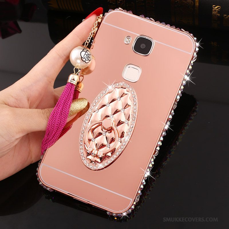 Etui Huawei G7 Plus Strass Ramme Hård, Cover Huawei G7 Plus Metal Sølv Telefon