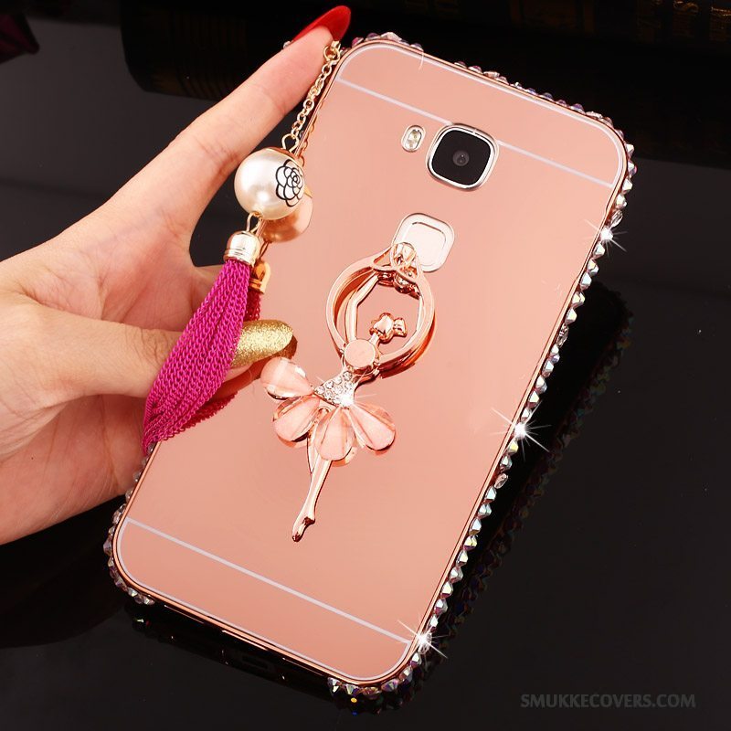 Etui Huawei G7 Plus Strass Ramme Hård, Cover Huawei G7 Plus Metal Sølv Telefon