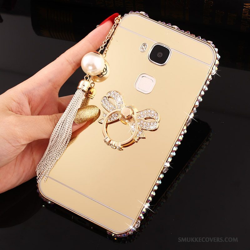 Etui Huawei G7 Plus Strass Ramme Hård, Cover Huawei G7 Plus Metal Sølv Telefon