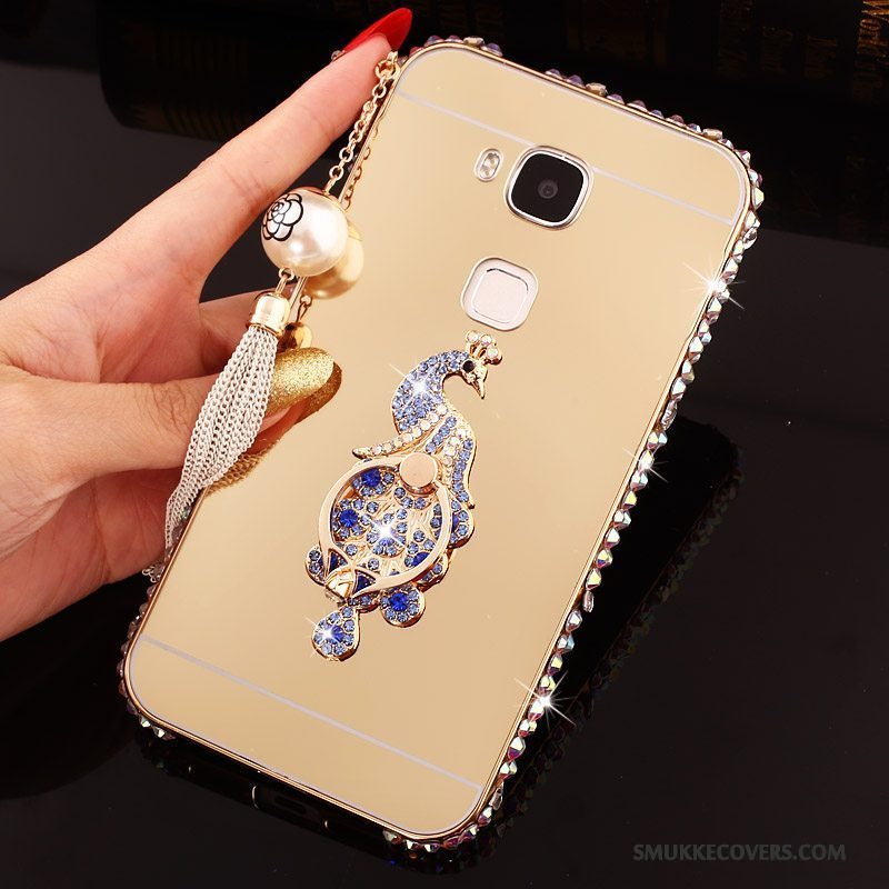 Etui Huawei G7 Plus Strass Ramme Hård, Cover Huawei G7 Plus Metal Sølv Telefon