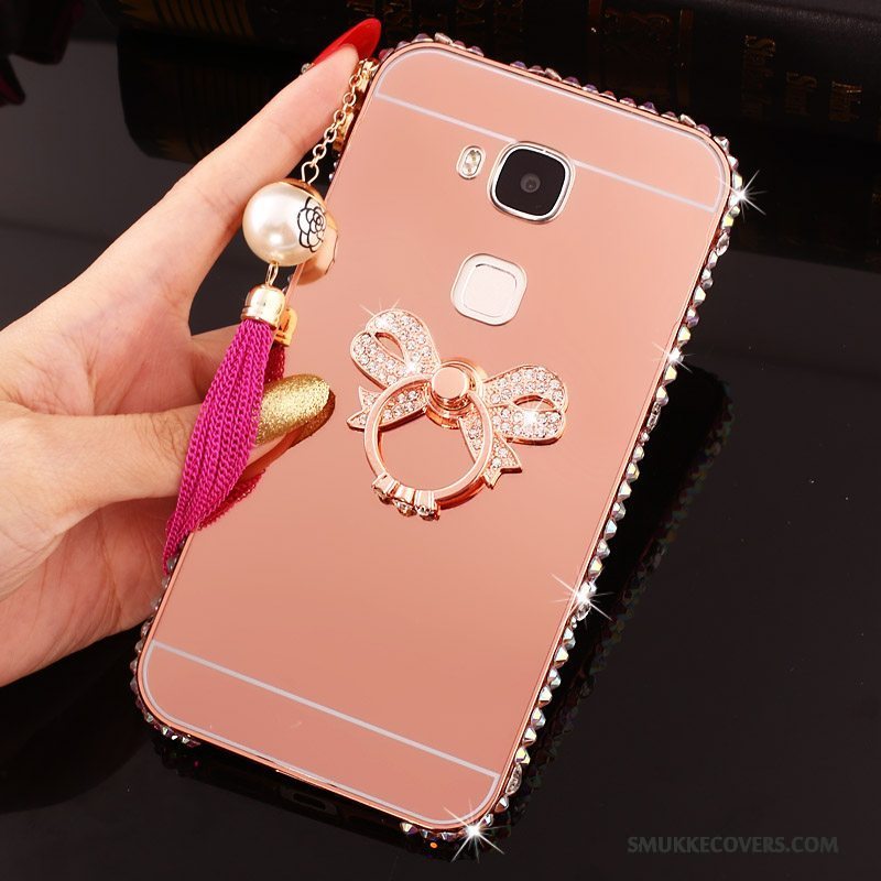 Etui Huawei G7 Plus Strass Ramme Hård, Cover Huawei G7 Plus Metal Sølv Telefon