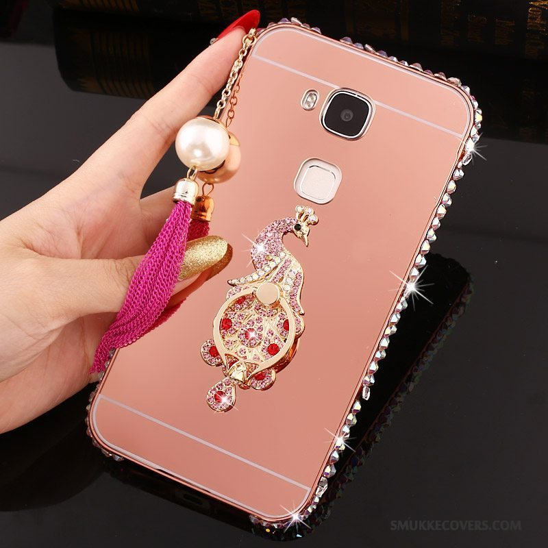 Etui Huawei G7 Plus Strass Ramme Hård, Cover Huawei G7 Plus Metal Sølv Telefon