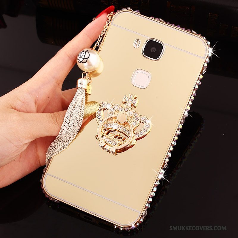 Etui Huawei G7 Plus Strass Ramme Hård, Cover Huawei G7 Plus Metal Sølv Telefon